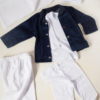 Ajuar Tenida pantalón blanco y chaqueta azul-niño