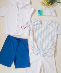 Ajuar Tenida para bebé Verano, Conjunto pantaloncitos azul