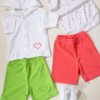 Ajuar Tenida para bebé verano, Conjunto pantaloncitos verde niña